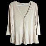 Isaac Mizrahi Live Tan Skirted Button Down Sweater 3/4 Sleeves Photo 4