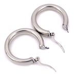 Boutique Large Tubular 18k White Gold Filled Hoop Earrings, 30mm Photo 1