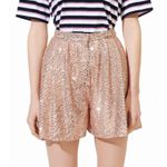 Maje 💕💕 Paillette Pleated Sequined Tulle Shorts High Rise ~ Metal Pink 34 NWT Photo 7
