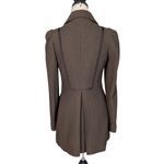 JACK  Puff Shoulder Poetcore Coat Jacket Herringbone Tweed Brown Small Photo 1