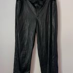 Paige  Kina Faux Leather Belted High Rise Straight Leg Pants Black 12 Photo 1