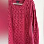 H&M Cable Knit Long Sleeve Sweater, Classic Woven Sweater, Pink/Red, Size Small Photo 4