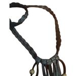 Marfa Black Braided Leather Choker Collar Necklace Fringe Beads Slide Adj NWT Photo 2