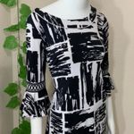 BCBGMAXAZRIA Maxazria Black White Bell Sleeve Dress Photo 6