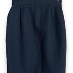 Vintage Mini Pencil Skirt Pinstripes Back Vent Office Navy‎ Blue Parisian Fabric Size 00 Photo 0