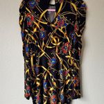 Vintage 90s Black Blue Equestrian Print Mini Dress Womens L Horse Lion Chain Size L Photo 11