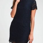 Lulus  Take Me to Brunch Navy Blue Lace Shift Dress - Size Extra Small Photo 0