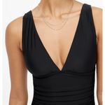 J.Crew Black V Neck Ruched 1 Piece Swim Bathing Suit L NEW Photo 4