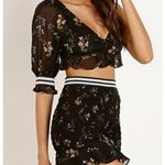 For Love & Lemons For Love & Lemons Odette Crop Top Black Floral Size Medium Photo 2