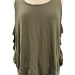 Fever Flutter Sleeve Bohemian Olive Green Tank Top Women Size Medium Minimalist Photo 0