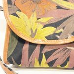 Burlington Floral Canvas & Leather Crossbody Bag Made in Italy Vintage Photo 1