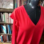 Torrid cherry red ruffled v-neck lightweight French terry top Photo 2
