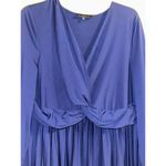 Eloquii Size 20 Knot Front Pleated Skirt Long Sleeve Midi Dress Blue Holiday Photo 4