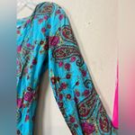 Boho Turquoise Paisley Tunic Top Medium 100% Cotton Festival V Photo 6