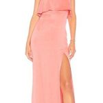 Lovers + Friends NWT  Anzen Gown Sz Large Coral Pink Strapless Maxi Slit‎ Wedding Photo 0