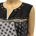 V Cristina Sleeveless Hi Low Tunic Blouse Top Beaded Paisley V Neck Womens Small Black Photo 1