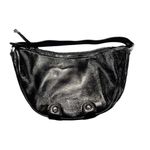 Michael Kors Saddle Bag Leather Glossy Black Shoulder Bag Hobo 13.5 x 8.5 x 3 in Photo 1