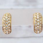 Swavorski Vintage Swarovski Clip On Earrings Statement Gold Tone & Clear Crystal Photo 0