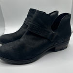 Sorel  Black Leather Cutout Ankle Boots Women's Size 9.5 Wide Buckle Detail Photo 0