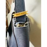 LAUREN RALPH LAUREN Navy Blue Front Pocket Leather Hobo Bag Purse Photo 9