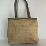 Fossil Women's Beige Brown Woven Straw Leather Strap Tote Shoulder Bag Purse Photo 1