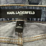 Karl Lagerfeld  High Rise Above Ankle Straight Leg Jeans with Black Side Script Photo 13