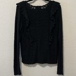 Rachel Parcell Black Pointelle Ruffle Lacy Knit Pullover Sweater, Size XL Photo 8