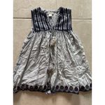 Rachel Zoe Top Womens XS Blue Tunic Embroidered Boho Prairie Festival Peasant Photo 2