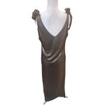 Metallic Gold V Neck Maxi Dress Tie Shoulder Sleeveless Evening Gown Size XL Photo 1