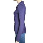 J. McLaughlin  Women’s Size S Purple Quilted Silk Ribbed Cotton Sweater Jacket Photo 3