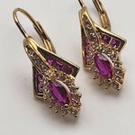Masterpiece Diamonds Gold Plated Sterling Silver Ruby & White Sapphire Earrings Pink Photo 5