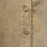 Faux Suede Button Down Front Shirt Blouse Lemon Grass Womens S Tan Lightweight Photo 9