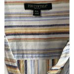 For Cynthia For‎ Cynthia Women PXL Multicolor Stripe Button Down Sleeveless Top Linen Cotton Photo 2