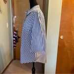 Blair  NWOT blue and white striped 3/4 sleeve button up cotton blend size L Photo 3