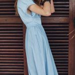 ZARA  Shirt Midi Dress Size Large Baby Blue 3564/083 Cottagecore Photo 12