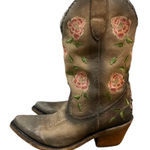 Liberty Black Nina Rose Distressed Brown Leather Floral Embroidered Boots Sz 6.5 Photo 0
