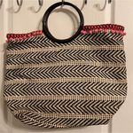 Black and Beige Woven Tote Bag Photo 0