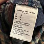 American Eagle Womens Blue Plaid Hooded Button Up Long Sleeve Oversized Top M‎ Size M Photo 5
