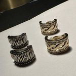 Lot of 2 rhinestone Clip On Half Hoop Earrings 1 Gold Tone 1 Two Tone Photo 5