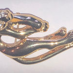 Vintage Gold Tone Retro Boho CZ Rhinestone Panther Brooch Photo 0