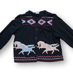 Parsley & Sage Horse Embroidered Southwestern Cotton Cardigan Top Small Black Photo 1