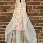 Morgan & Co Juniors 5 Lace Glitter Keyhole Halter Dress Hi Lo Prom Bridal Party Pink Size undefined Photo 0