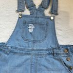 205 collins Distressed denim overall dress Blue Photo 10