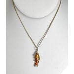 Enamel KOI Gold Fish Moveable Articulated Pendant Charm Cloisonné Orange Photo 3