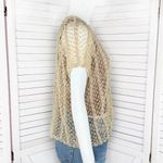 Vintage Crocheted Lace Sheer Topper Cardigan Button Up Tan‎ Sheer Medium Tan Photo 2