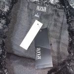 a.n.a  Womens Sweater Top Shirt Faux Fur Boat Neck Pullover Black Pewter Large Photo 6