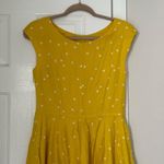 Boden Yellow Polka Dot Swishy Dress Full Skirt Cap Sleeve Tall Size 6 Long L White Photo 4