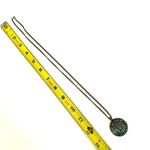 Turquoise Inlay Brass Pendant necklace Gold plated chain Blue Photo 5