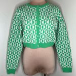 VERO MODA Vera Moda Sara Cropped Cardigan Sweater Medium Womens Green Geometric Knit New  Photo 0