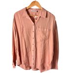 Calvin Klein Jeans  Large Pink Button-Down Shirt Pocket Long Sleeves Lyocell NWT Photo 2